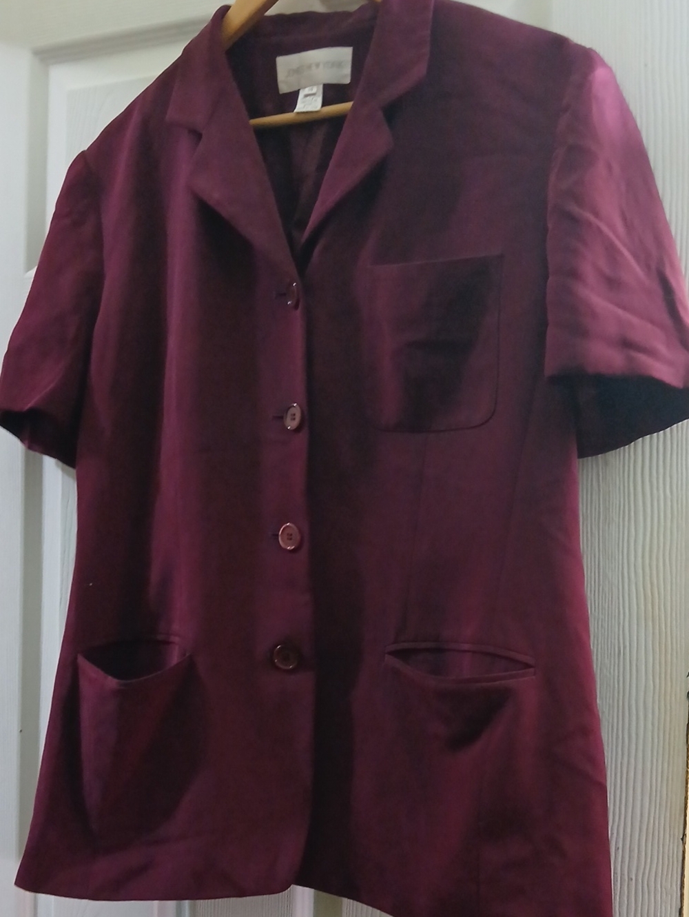 Jones New York Short-Sleeve Wine Blazer Jacket